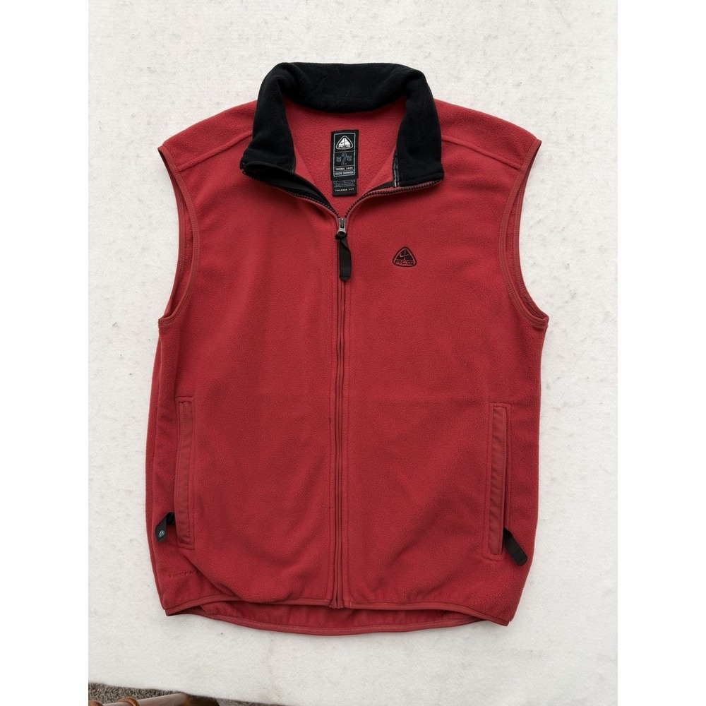 Vintage Nike ACG‎ Therma Fit Fleece Vest Size Large Red Y2K Tech Sherpa